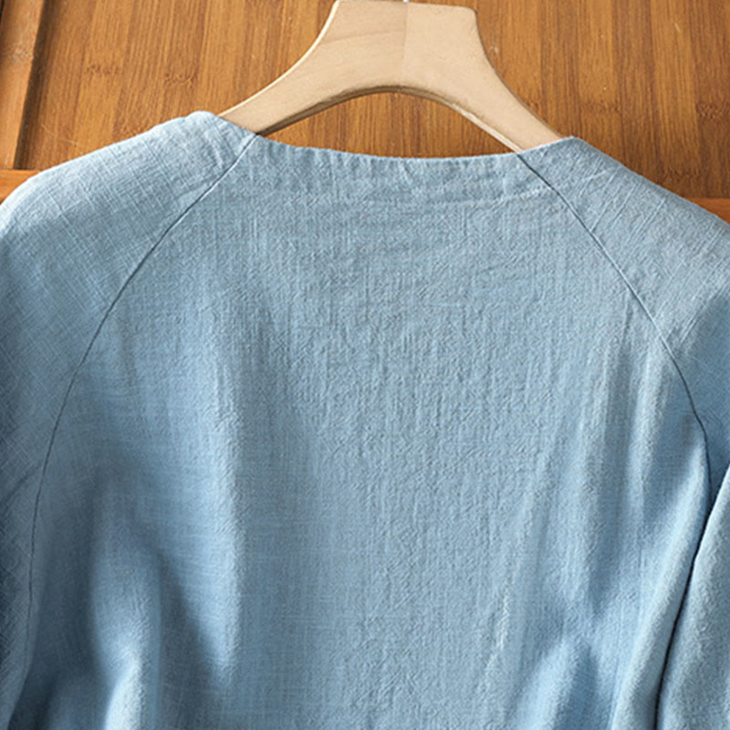 Camisa informal de algodón y poliéster de manga larga con estampado de Buddha Stones para mujer - image 12