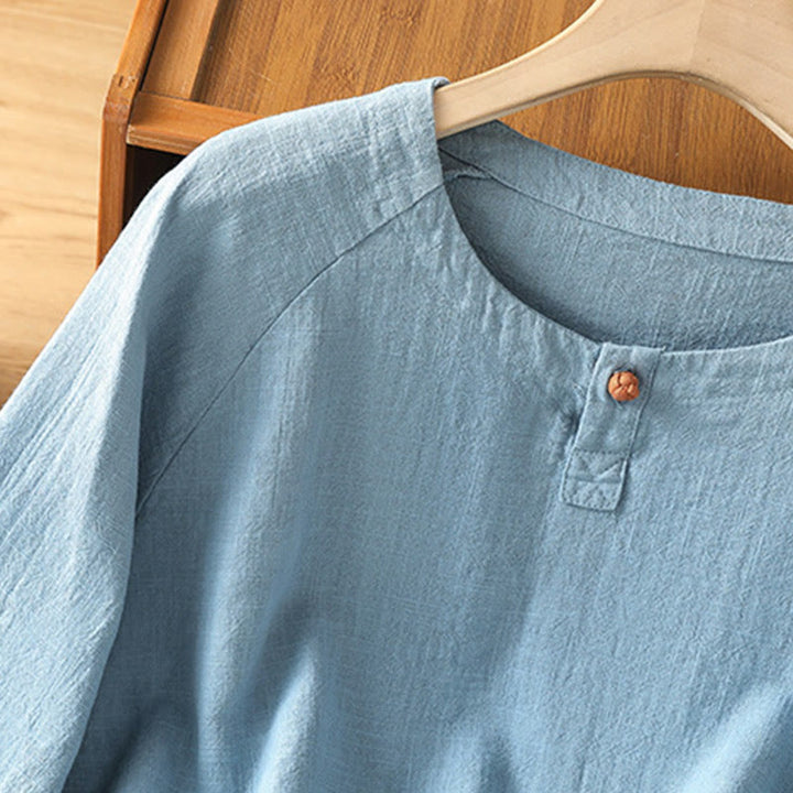 Camisa informal de algodón y poliéster de manga larga con estampado de Buddha Stones para mujer - image 11