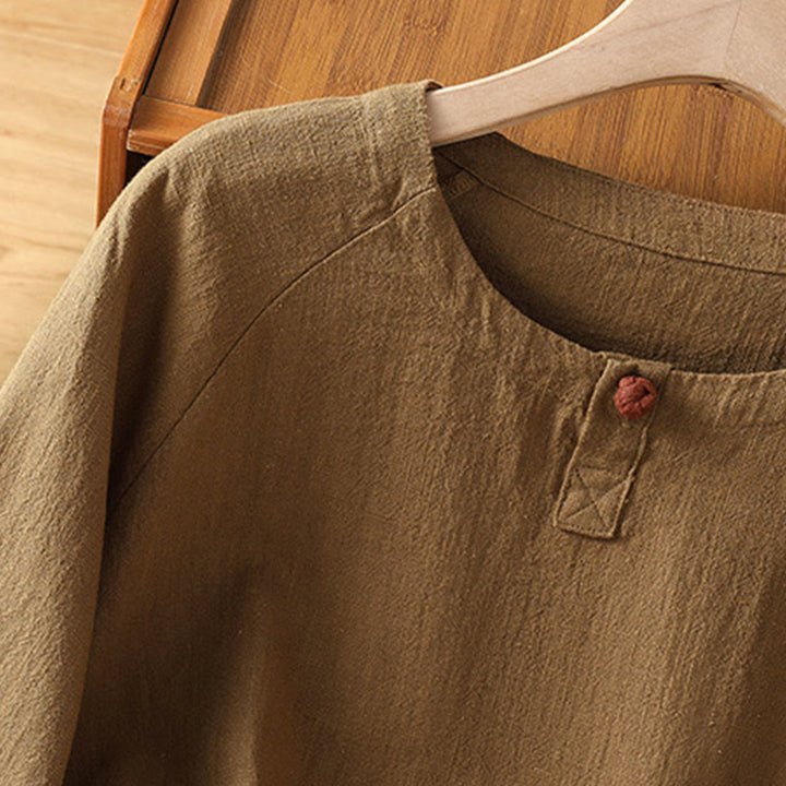 Camisa informal de algodón y poliéster de manga larga con estampado de Buddha Stones para mujer - image 18