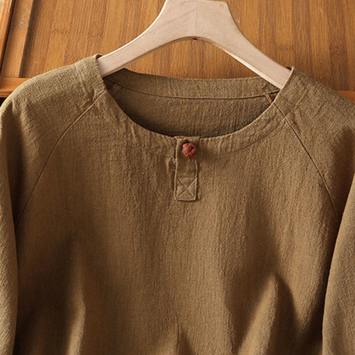 Camisa informal de algodón y poliéster de manga larga con estampado de Buddha Stones para mujer - image 17