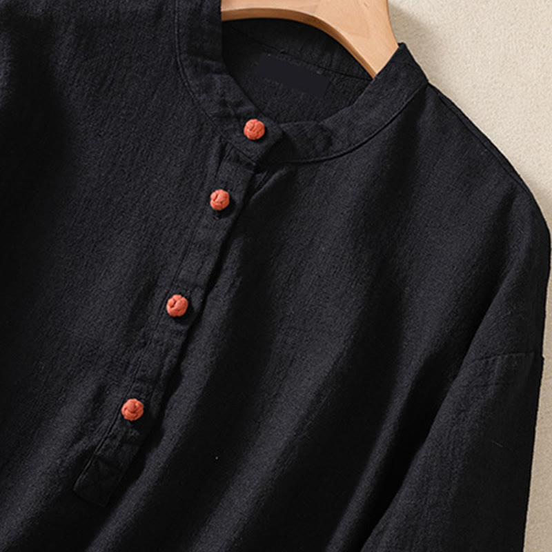 Camisa de manga larga para mujer con cuello redondo, botones y bolsillos, con estampado de Buddha Stones. - image 12