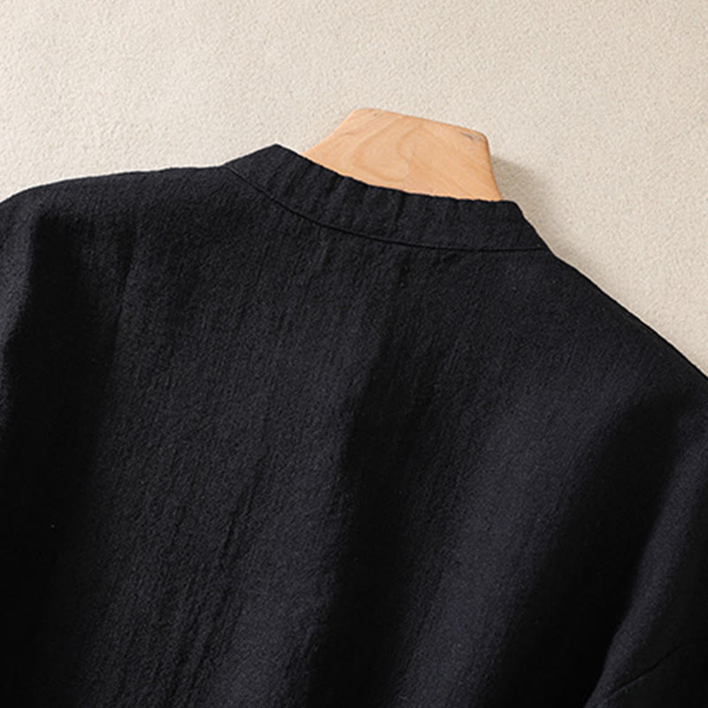 Camisa de manga larga para mujer con cuello redondo, botones y bolsillos, con estampado de Buddha Stones. - image 14