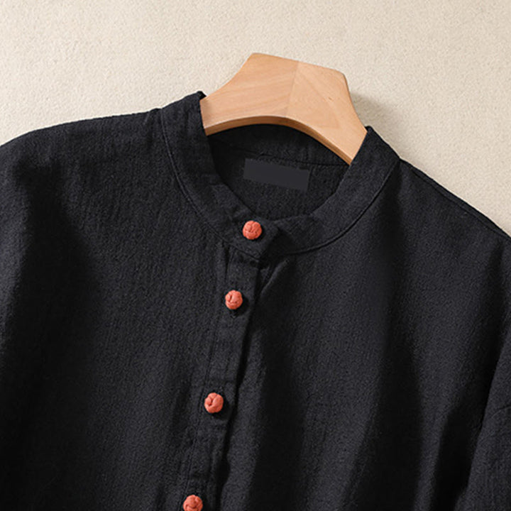 Camisa de manga larga para mujer con cuello redondo, botones y bolsillos, con estampado de Buddha Stones. - image 11