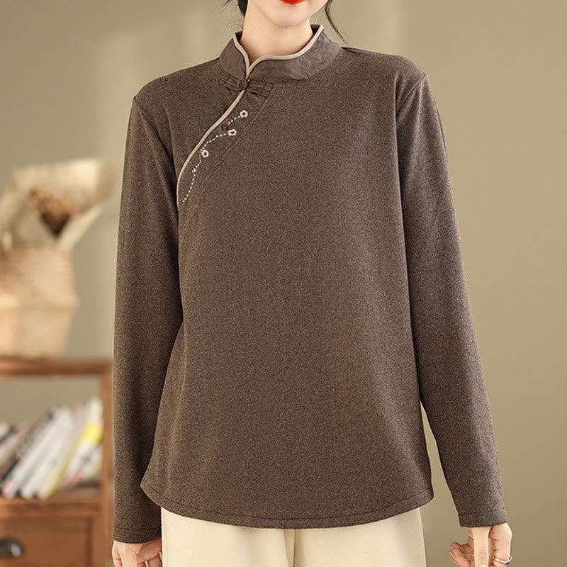 Camisa de manga larga de algodón con Buddha Stones para mujer - SaddleBrown - US8-10，UK/AU12-14，EU40-42 (2XL) - image 0