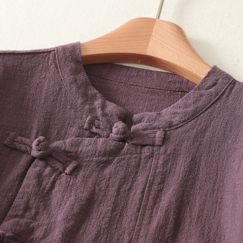 Camisa informal de algodón de manga larga para mujer con Buddha Stones - image 2