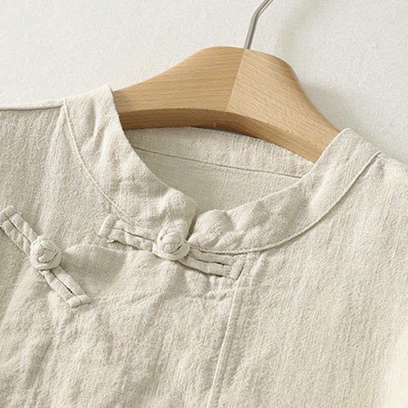 Camisa de manga larga para mujer con estampado de Buddha Stones , estilo casual y con botones de rana. - image 11