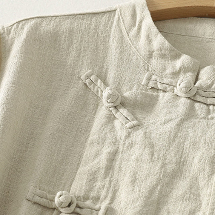 Camisa de manga larga para mujer con estampado de Buddha Stones , estilo casual y con botones de rana. - image 8