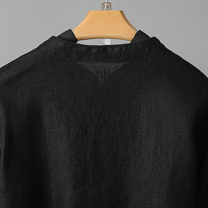 Camisa de algodón para mujer con manga larga, botones de rana y flores bordadas con Buddha Stones - image 22