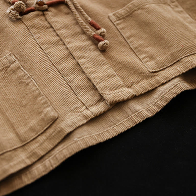 Chaqueta de pana de manga larga de algodón con bolsillos para mujer de Buddha Stones - image 4