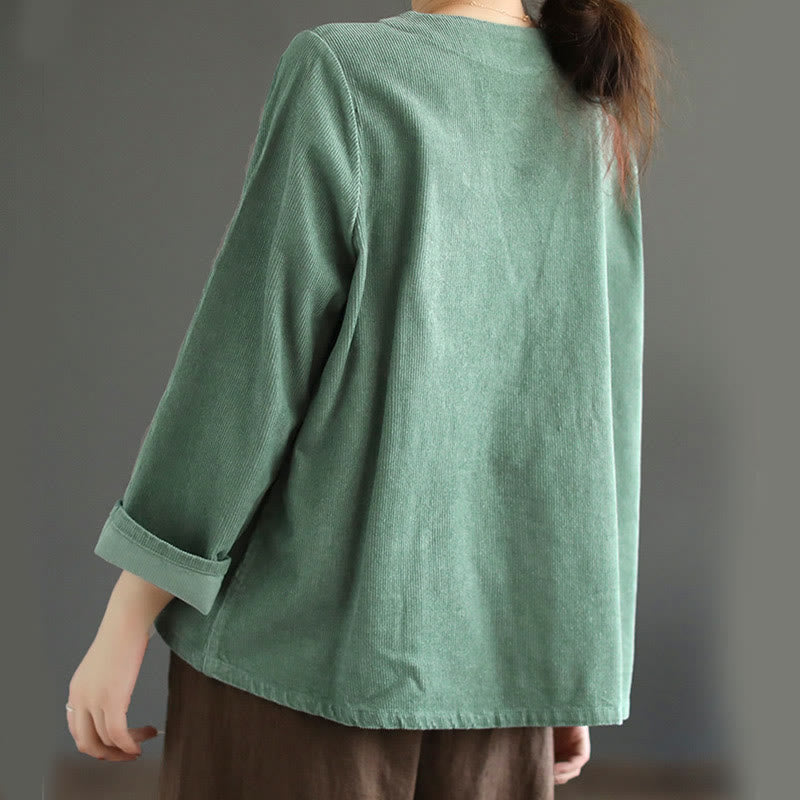 Chaqueta de pana de manga larga de algodón con bolsillos para mujer de Buddha Stones - image 11