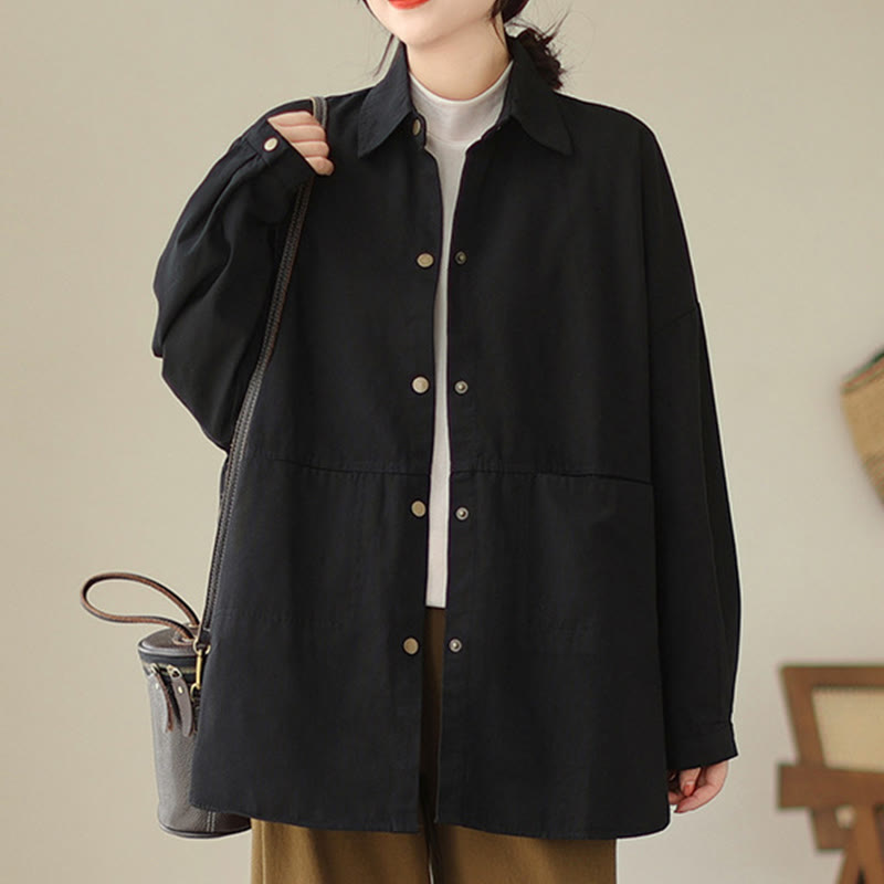 Chaqueta informal de manga larga con bolsillos para mujer, de color liso y con estampado de Buddha Stones - image 18