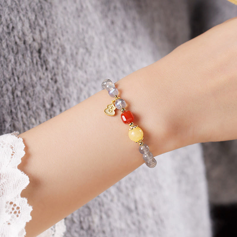 Pulsera con encanto de loto, piedra lunar natural y Buddha Stones - image 14