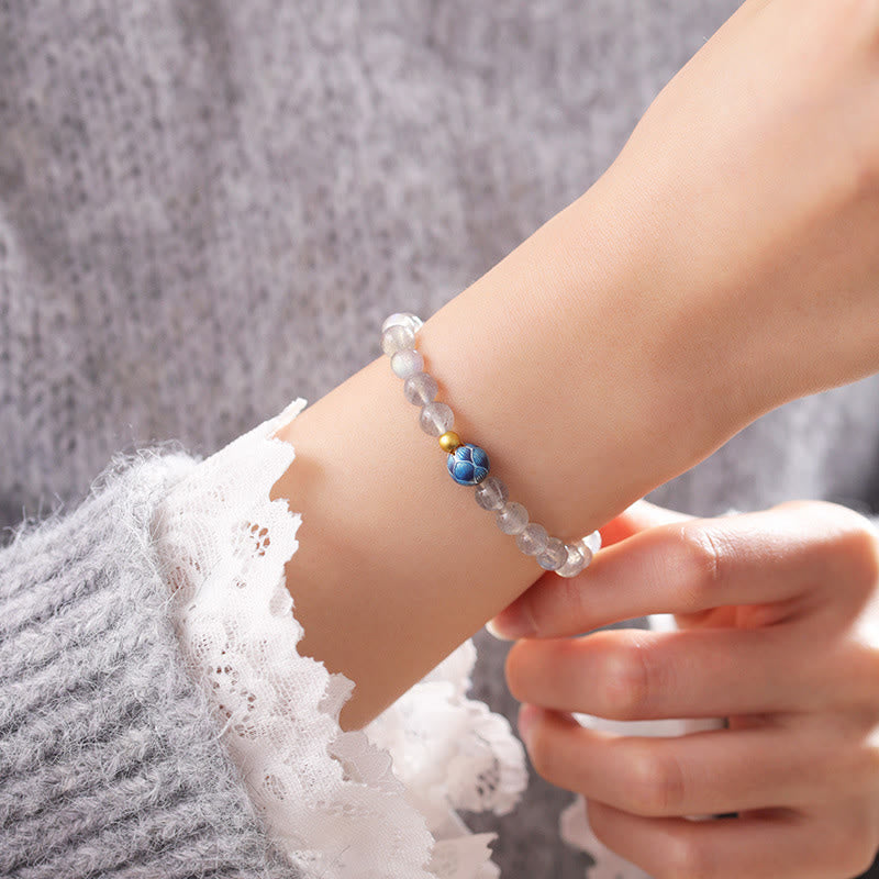 Pulsera con encanto de loto, piedra lunar natural y Buddha Stones - image 4