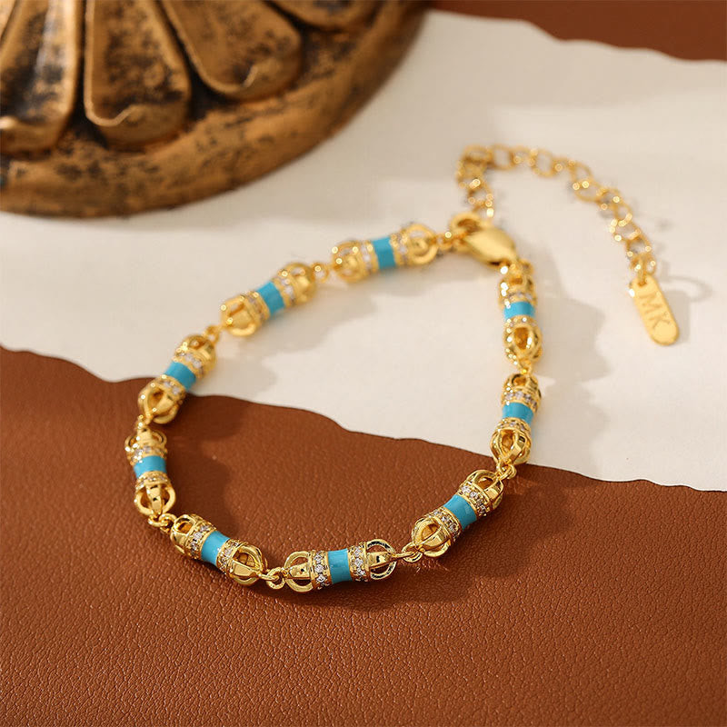 Pulsera de la suerte y la riqueza Vajra con Buddha Stones, cobre, latón y oro de 24 quilates - image 5
