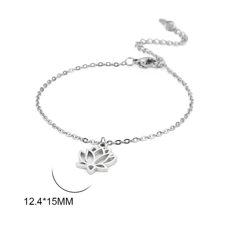 Pulsera de acero de titanio con diseño de loto y Buddha Stones - image 5
