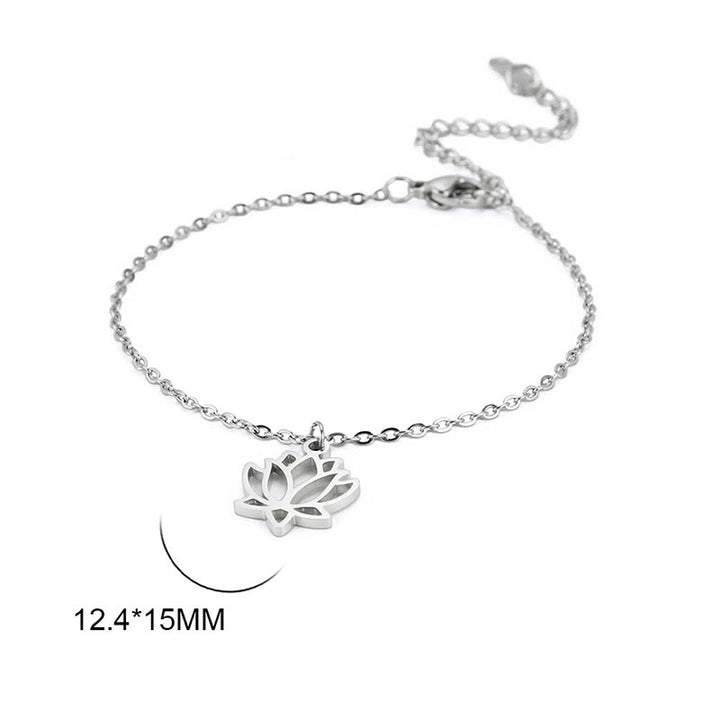Pulsera de acero de titanio con diseño de loto y Buddha Stones - image 5