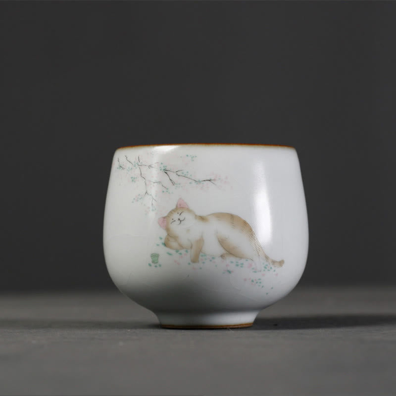 Buddha Stones Taza de té de kung fu con ramas de gato y caja de regalo - image 4