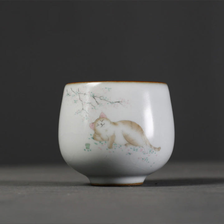 Buddha Stones Taza de té de kung fu con ramas de gato y caja de regalo - image 4