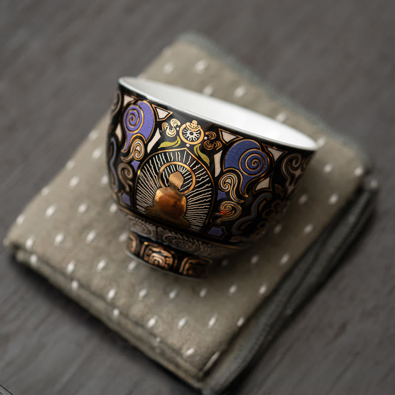 Thangka negro de Buddha Stones , taza de té de nubes auspiciosas de Buda, taza de té de kung fu - image 5