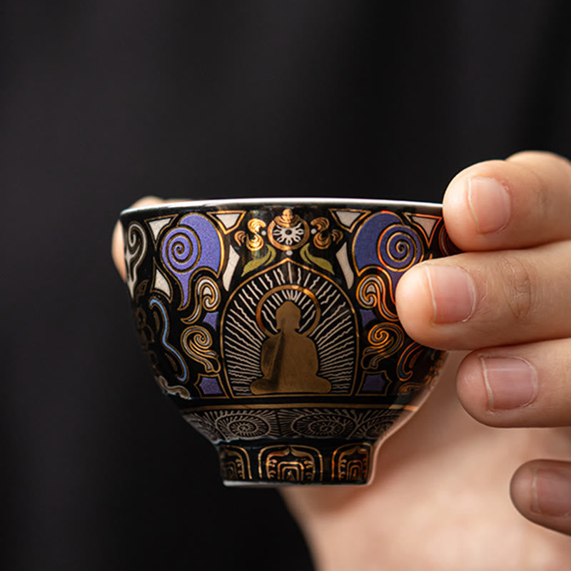 Thangka negro de Buddha Stones , taza de té de nubes auspiciosas de Buda, taza de té de kung fu - image 2