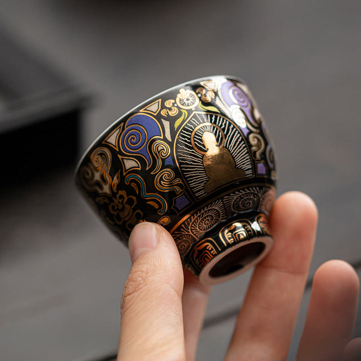 Thangka negro de Buddha Stones , taza de té de nubes auspiciosas de Buda, taza de té de kung fu - image 6