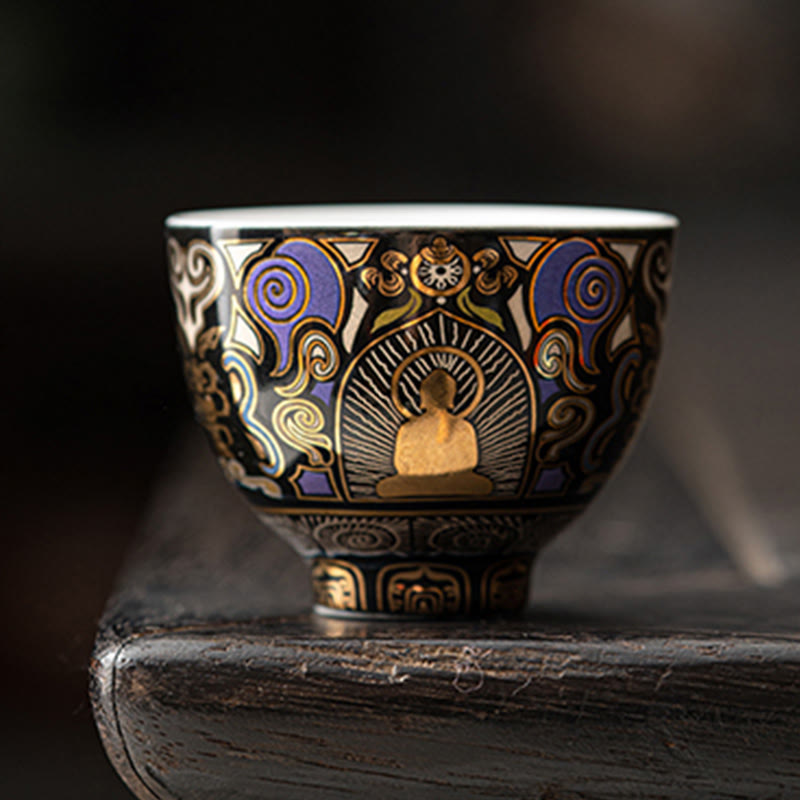 Thangka negro de Buddha Stones , taza de té de nubes auspiciosas de Buda, taza de té de kung fu - image 1