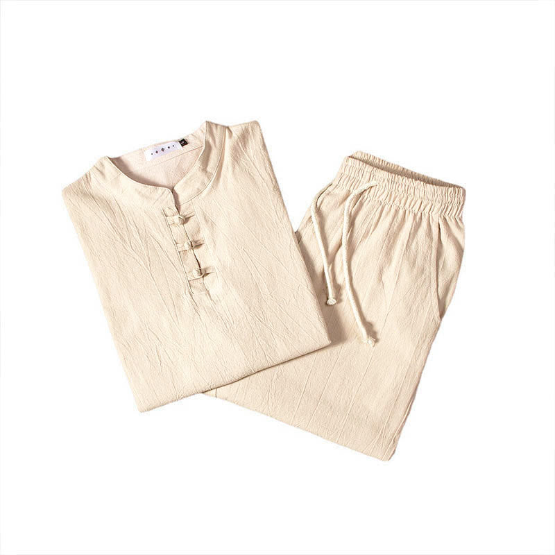 Conjunto de pantalones y camiseta de manga larga con Buddha Stones en color puro para hombre - image 6