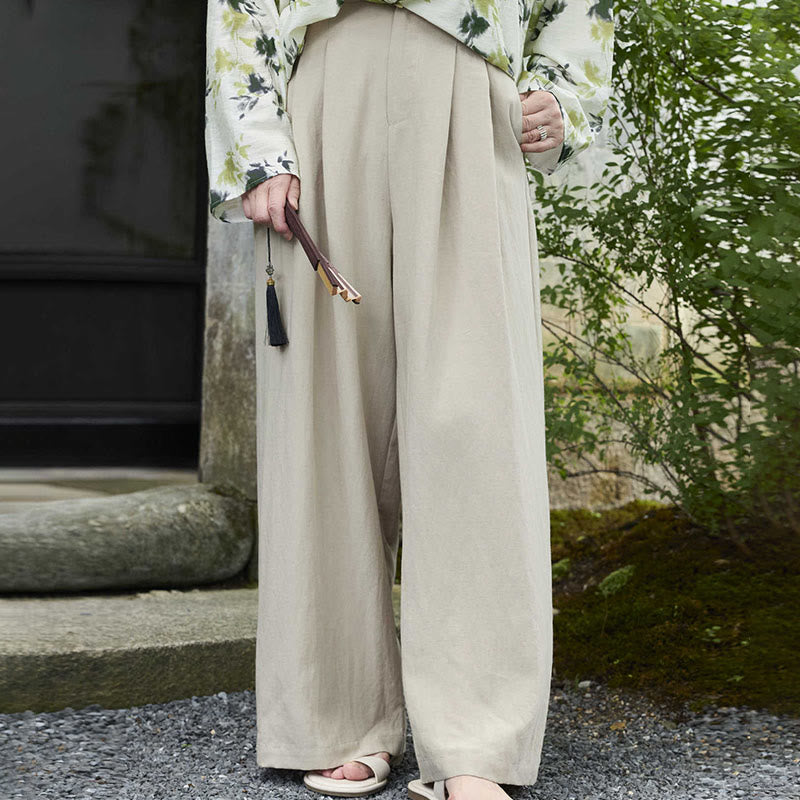 Pantalones tobilleros lisos Buddha Stones para mujer con bolsillos para adultos mayores - Lino - US14，UK/AU18，EU46 (2XL) - image 0