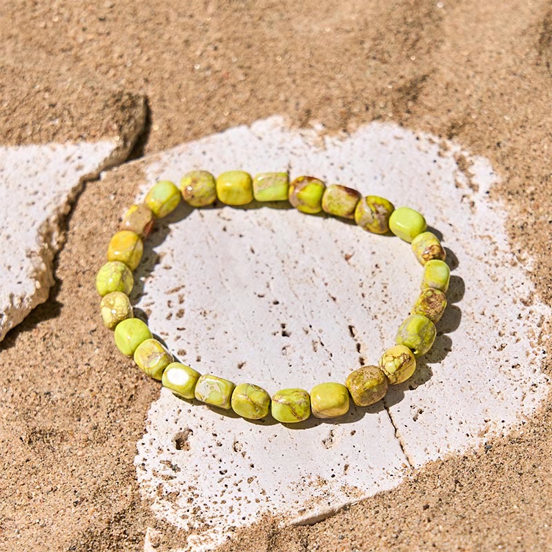 Pulsera antiestrés con cuentas cuadradas ovaladas de piedra emperador natural y colorida de Buddha Stones - Piedra Emperador Verde (circunferencia de la muñeca: 15-17 cm) - image 10