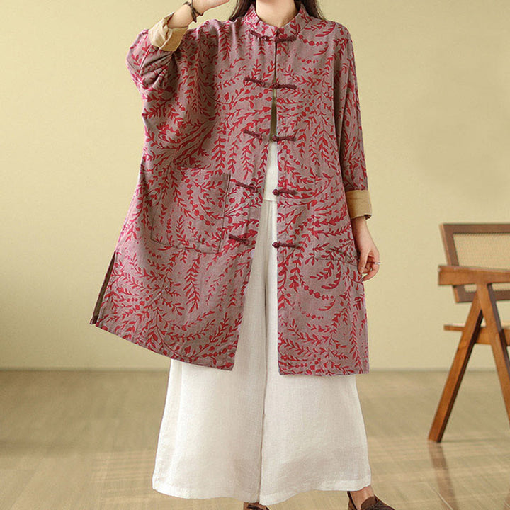 Abrigo de mujer con botones de rana y hojas de parra con bolsillos de Buddha Stones - image 12