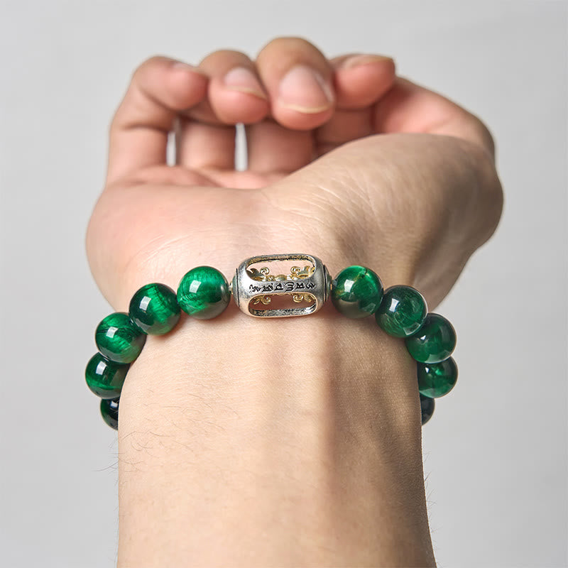 Buddha Stones con ojo de tigre verde natural y Om Mani Padme Hum para una fuerza positiva - image 3
