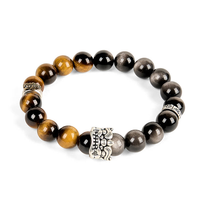 Buddha Stones, ojo de tigre, obsidiana plateada brillante, Om Mani Padme Hum, caballo, PiXiu, bestia, coraje - image 6