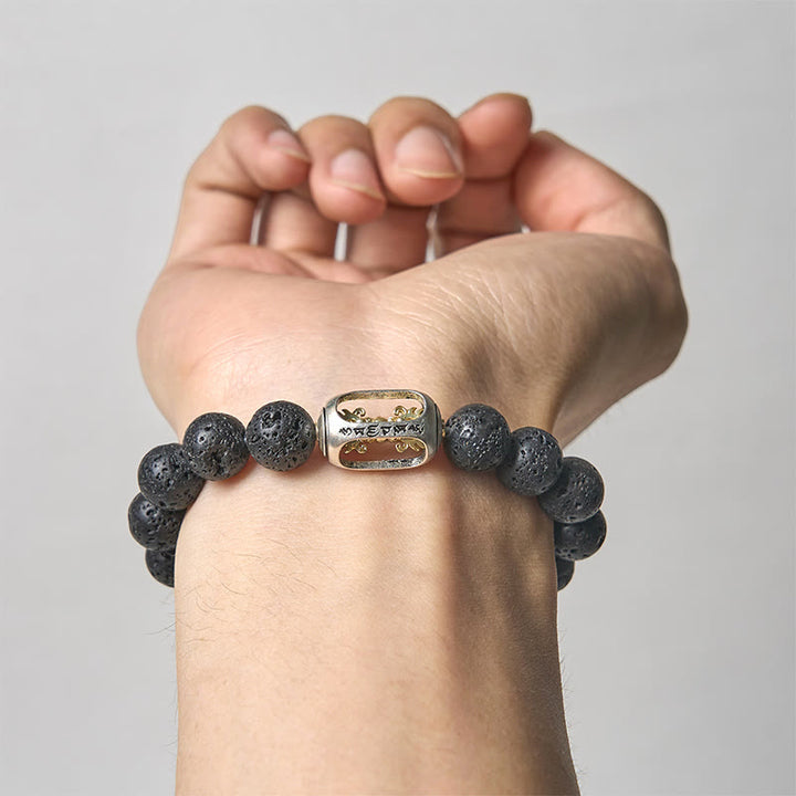 Pulsera curativa de Buddha Stones, roca de Lava Natural, Om Mani Padme Hum Dorje Vajra - image 14
