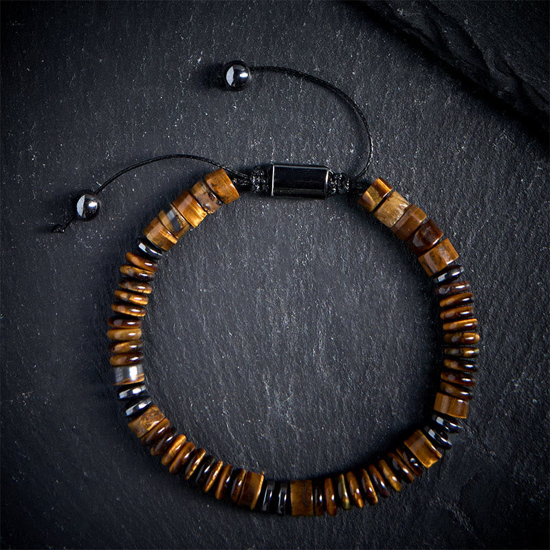 Pulsera de cuerda de fuerza con Buddha Stones, obsidiana negra pequeña, aventurina verde, jaspe gris, ojo de tigre - Ojo de tigre (circunferencia de la muñeca: 15-20 cm) - image 19