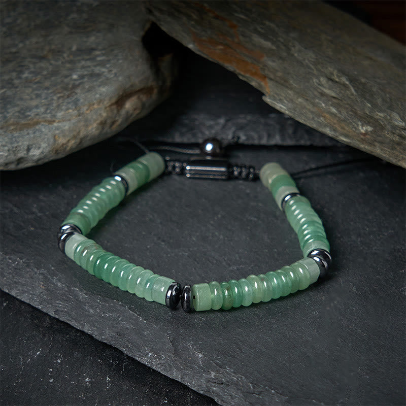 Pulsera de cuerda de fuerza con Buddha Stones, obsidiana negra pequeña, aventurina verde, jaspe gris, ojo de tigre - image 14