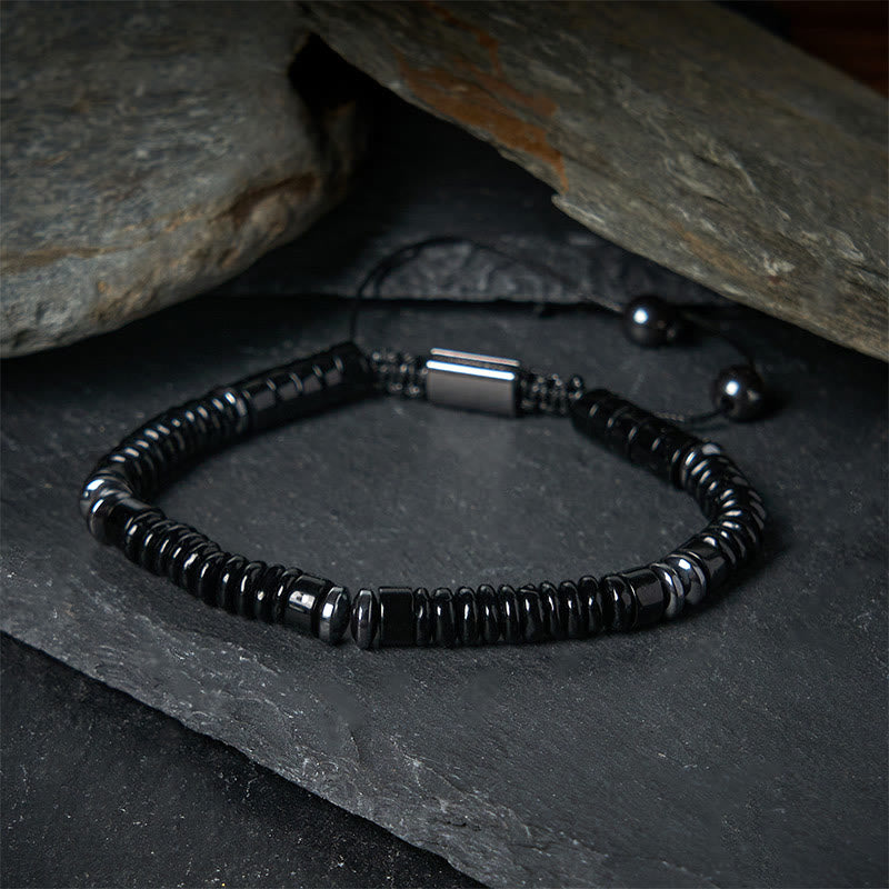 Pulsera de cuerda de fuerza con Buddha Stones, obsidiana negra pequeña, aventurina verde, jaspe gris, ojo de tigre - image 8
