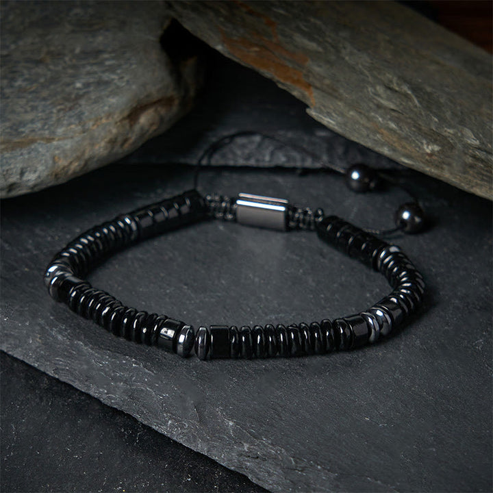 Pulsera de cuerda de fuerza con Buddha Stones, obsidiana negra pequeña, aventurina verde, jaspe gris, ojo de tigre - image 8