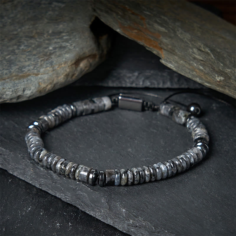 Pulsera de cuerda de fuerza con Buddha Stones, obsidiana negra pequeña, aventurina verde, jaspe gris, ojo de tigre - image 1