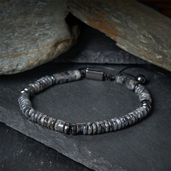 Pulsera de cuerda de fuerza con Buddha Stones, obsidiana negra pequeña, aventurina verde, jaspe gris, ojo de tigre - image 1