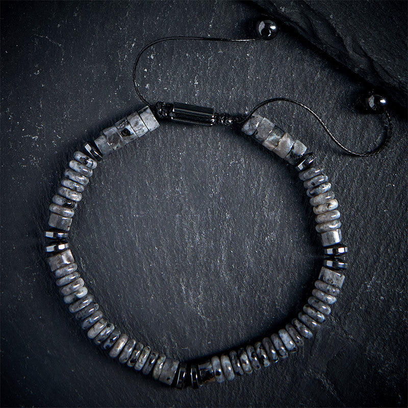 Pulsera de cuerda de fuerza con Buddha Stones, obsidiana negra pequeña, aventurina verde, jaspe gris, ojo de tigre - Jaspe gris (circunferencia de la muñeca: 15-20 cm) - image 0