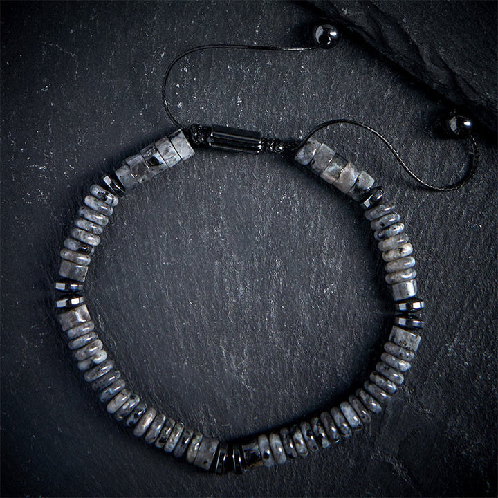 Pulsera de cuerda de fuerza con Buddha Stones, obsidiana negra pequeña, aventurina verde, jaspe gris, ojo de tigre - Jaspe gris (circunferencia de la muñeca: 15-20 cm) - image 0