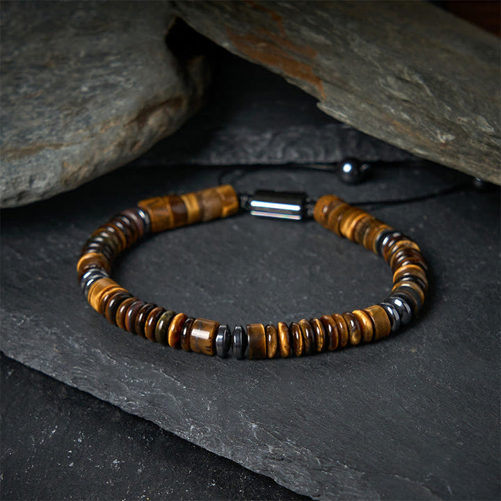 Pulsera de cuerda de fuerza con Buddha Stones, obsidiana negra pequeña, aventurina verde, jaspe gris, ojo de tigre - image 20