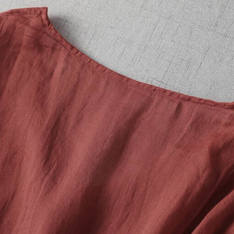 Vestido midi con bolsillos, mangas abullonadas y bordado de Buddha Stones - image 12