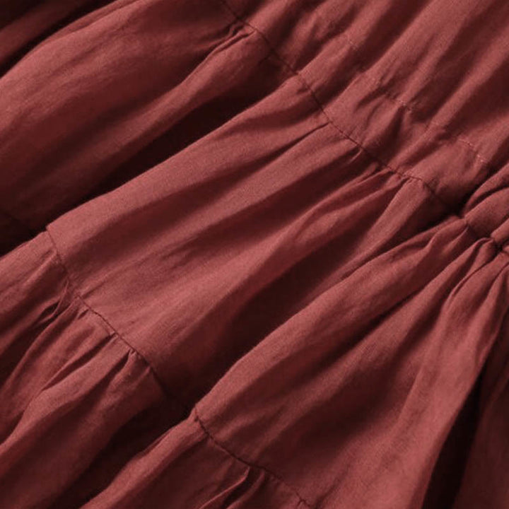 Vestido midi con bolsillos, mangas abullonadas y bordado de Buddha Stones - image 10