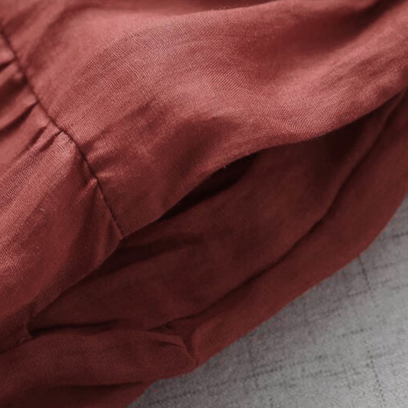 Vestido midi con bolsillos, mangas abullonadas y bordado de Buddha Stones - image 8