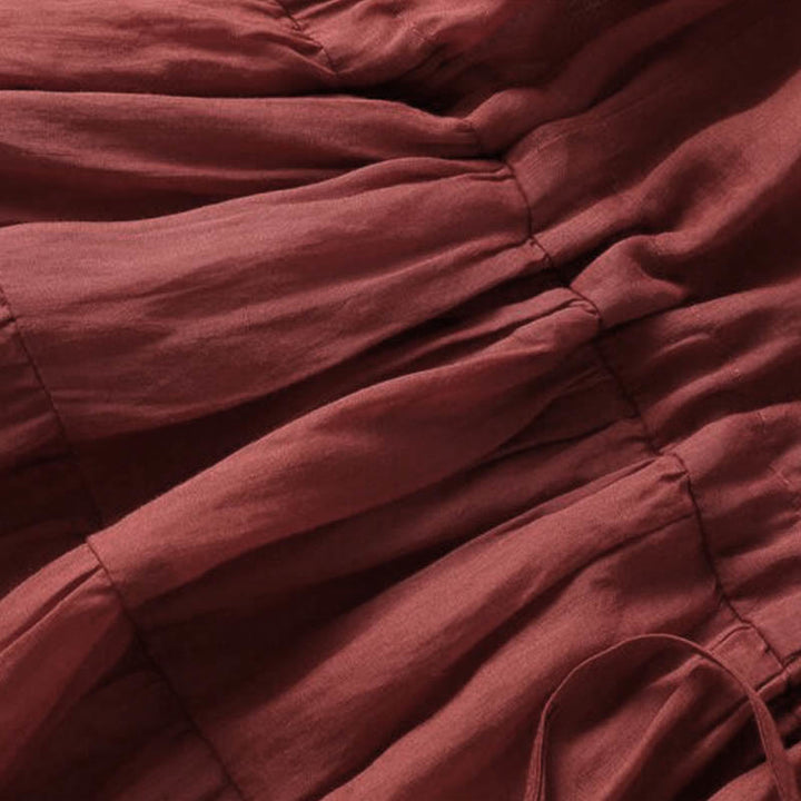 Vestido midi con bolsillos, mangas abullonadas y bordado de Buddha Stones - image 13