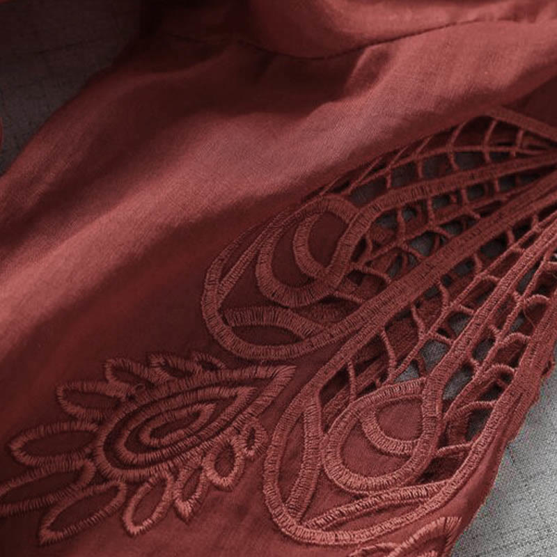 Vestido midi con bolsillos, mangas abullonadas y bordado de Buddha Stones - image 18