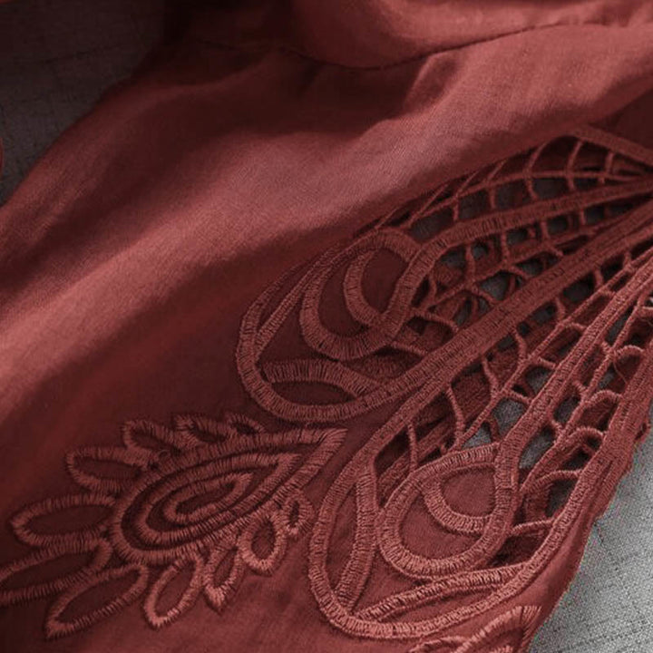 Vestido midi con bolsillos, mangas abullonadas y bordado de Buddha Stones - image 18