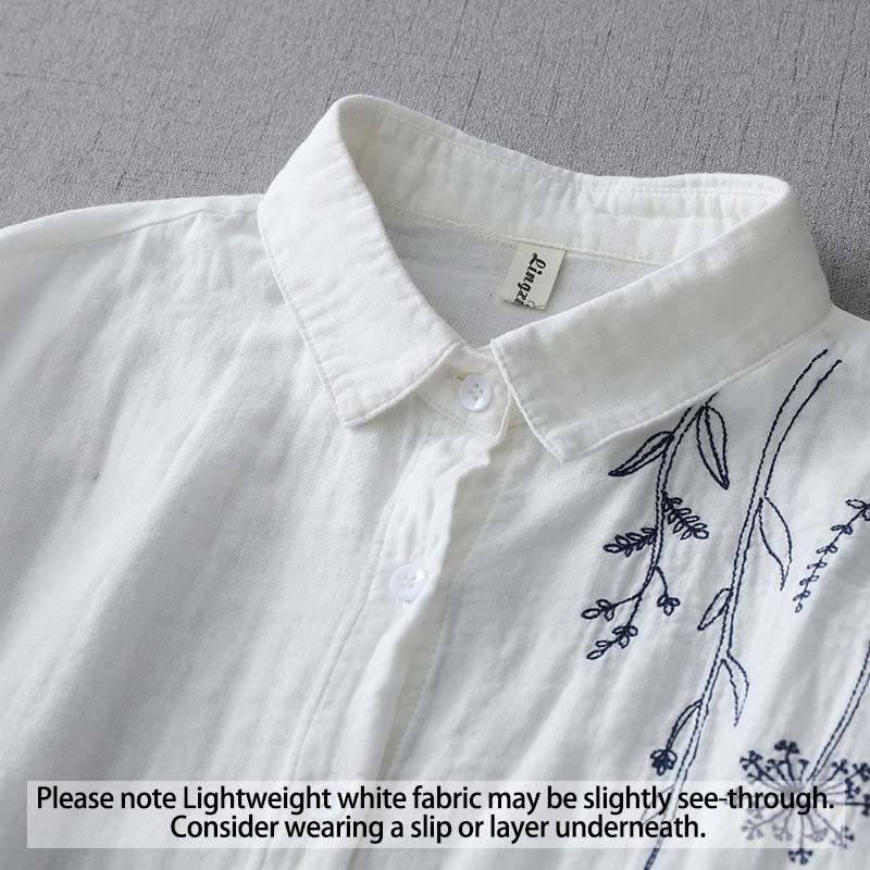 Camisa de algodón de manga larga para mujer con botones de flores de diente de león y Buddha Stones Fall - image 2