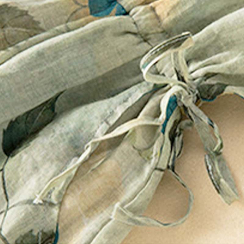 Vestido midi con estampado floral en contraste de color y media manga con bolsillos de Buddha Stones - image 11